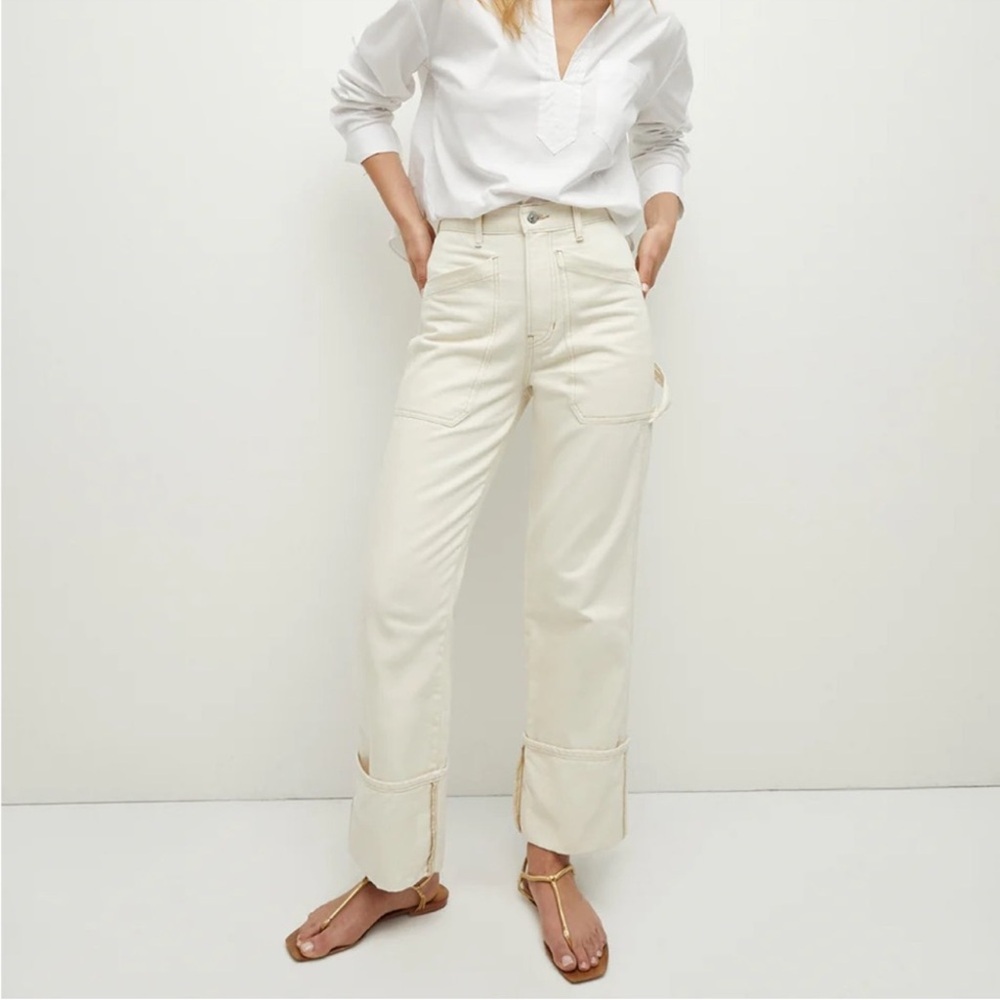 Veronica Beard Dylan Cuffed Cargo Straight-Leg Jean